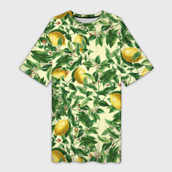 Женская длинная футболка Лимоны На Ветках