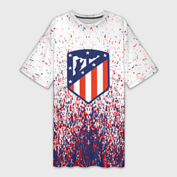 Женская длинная футболка Atletico madrid logo брызги красок