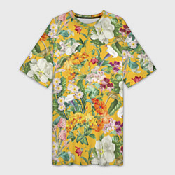 Женская длинная футболка Цветы Солнечное Лето