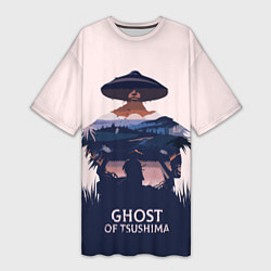 Женская длинная футболка Призрак Цусимы Самурай