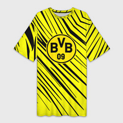 Женская длинная футболка Borussia боруссия абстрактный фон желтый