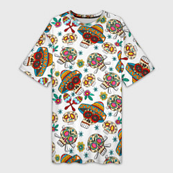 Женская длинная футболка Мексиканские черепки