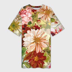 Женская длинная футболка Цветочное настроение Цветочки