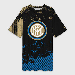 Футболка женская длинная Inter logo, цвет: 3D-принт