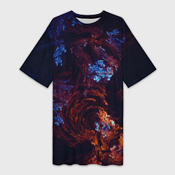 Женская длинная футболка Синие и Красные Коралловые Рифы