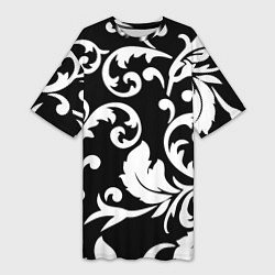 Футболка женская длинная Minimalist floral pattern, цвет: 3D-принт