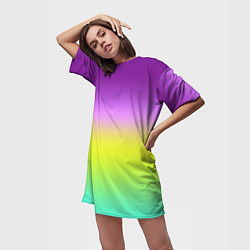 Футболка женская длинная Multicolored Ombre gradient, цвет: 3D-принт — фото 2