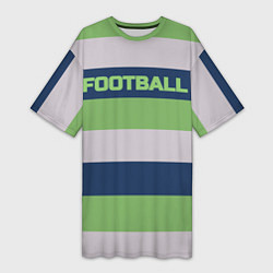 Женская длинная футболка Цветные полосы текст футбол Text football colored