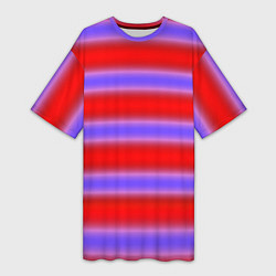 Футболка женская длинная Striped pattern мягкие размытые полосы красные фио, цвет: 3D-принт