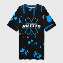 Женская длинная футболка Нилето niletto потёки и капли краски