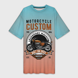 Женская длинная футболка Кастомный мотоцикл