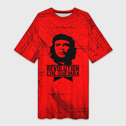 Женская длинная футболка Че Гевара - на красном фоне