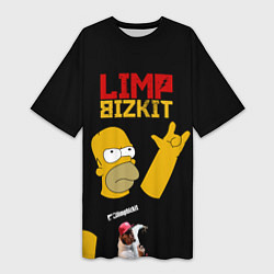 Футболка женская длинная Limp Bizkit Симпсоны, цвет: 3D-принт