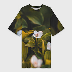 Женская длинная футболка Цветы колокольчик - весна