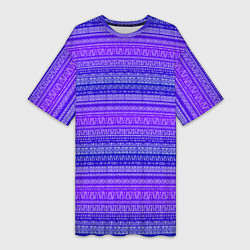 Женская длинная футболка Узор в стиле бохо на фиолетовом фоне