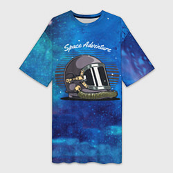 Женская длинная футболка Скафандр космонавта на звездном фоне
