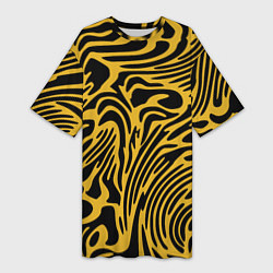 Женская длинная футболка Имитация шкуры тигра - паттерн
