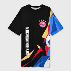 Футболка женская длинная Bayern munchen Sport - цветные геометрии, цвет: 3D-принт