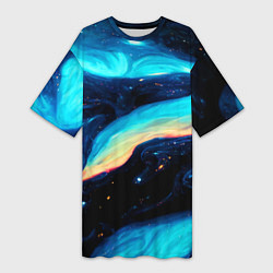 Футболка женская длинная Космические просторы - Абстракция, цвет: 3D-принт