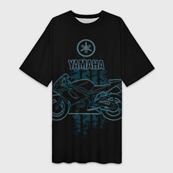 Футболка женская длинная Yamaha moto theme, цвет: 3D-принт