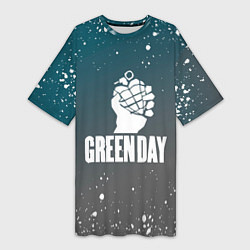 Женская длинная футболка Green day - брызги