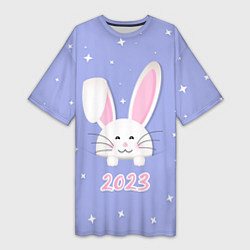 Женская длинная футболка Кролик - символ 2023 года