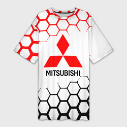 Женская длинная футболка Mitsubishi - логотип
