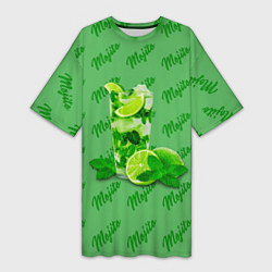 Женская длинная футболка Мохито - коктейль