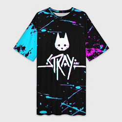 Женская длинная футболка Stray - краска - neon