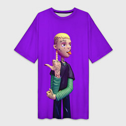 Женская длинная футболка Lil Peep На Фиолетовом Фоне