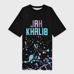 Футболка женская длинная Jah Khalib - краска, цвет: 3D-принт