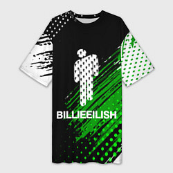 Женская длинная футболка Billie eilish - краска