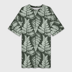 Женская длинная футболка Отпечатки листьев папоротника