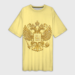 Женская длинная футболка Герб России - золото