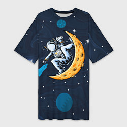 Женская длинная футболка Космонавт на луне