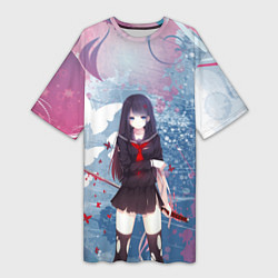 Футболка женская длинная Девушка аниме манга, цвет: 3D-принт