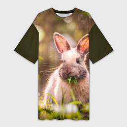 Женская длинная футболка Милый кролик