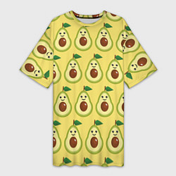 Женская длинная футболка Авокадо Паттерн - Желтая версия