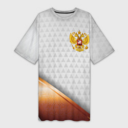 Женская длинная футболка Герб РФ с золотой вставкой