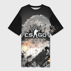 Футболка женская длинная CS-GO weapon, цвет: 3D-принт