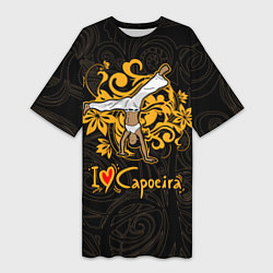 Женская длинная футболка I love Capoeira fighter
