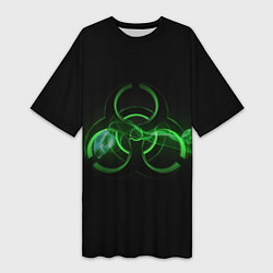 Женская длинная футболка Радиация - зелёный знак