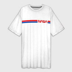 Футболка женская длинная Nasa - полосы, цвет: 3D-принт