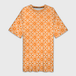 Женская длинная футболка Абстракция - оранжевые зонтики