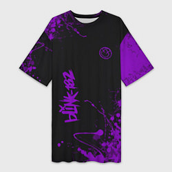 Женская длинная футболка Blink 182 фиолетовые брызги