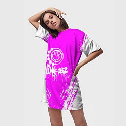 Футболка женская длинная Blink 182 краска, цвет: 3D-принт — фото 2