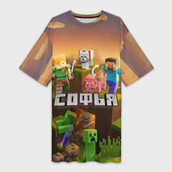 Женская длинная футболка Софья Minecraft