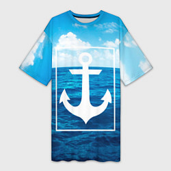 Женская длинная футболка Anchor - marine theme