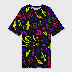 Женская длинная футболка Паттерн из разноцветных стрелочек