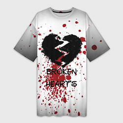Женская длинная футболка Разбитое черное сердце
